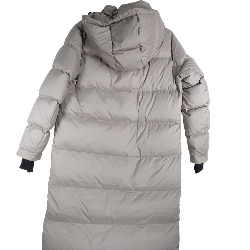 New Quince Women's Small Responsible Down Long Puffer Jacket Morel Gray 0177 - Picture 10 of 10